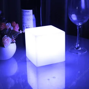 16-Color LED Night Light Rechargeable Cube Table Light with Remote Control Plastic Material