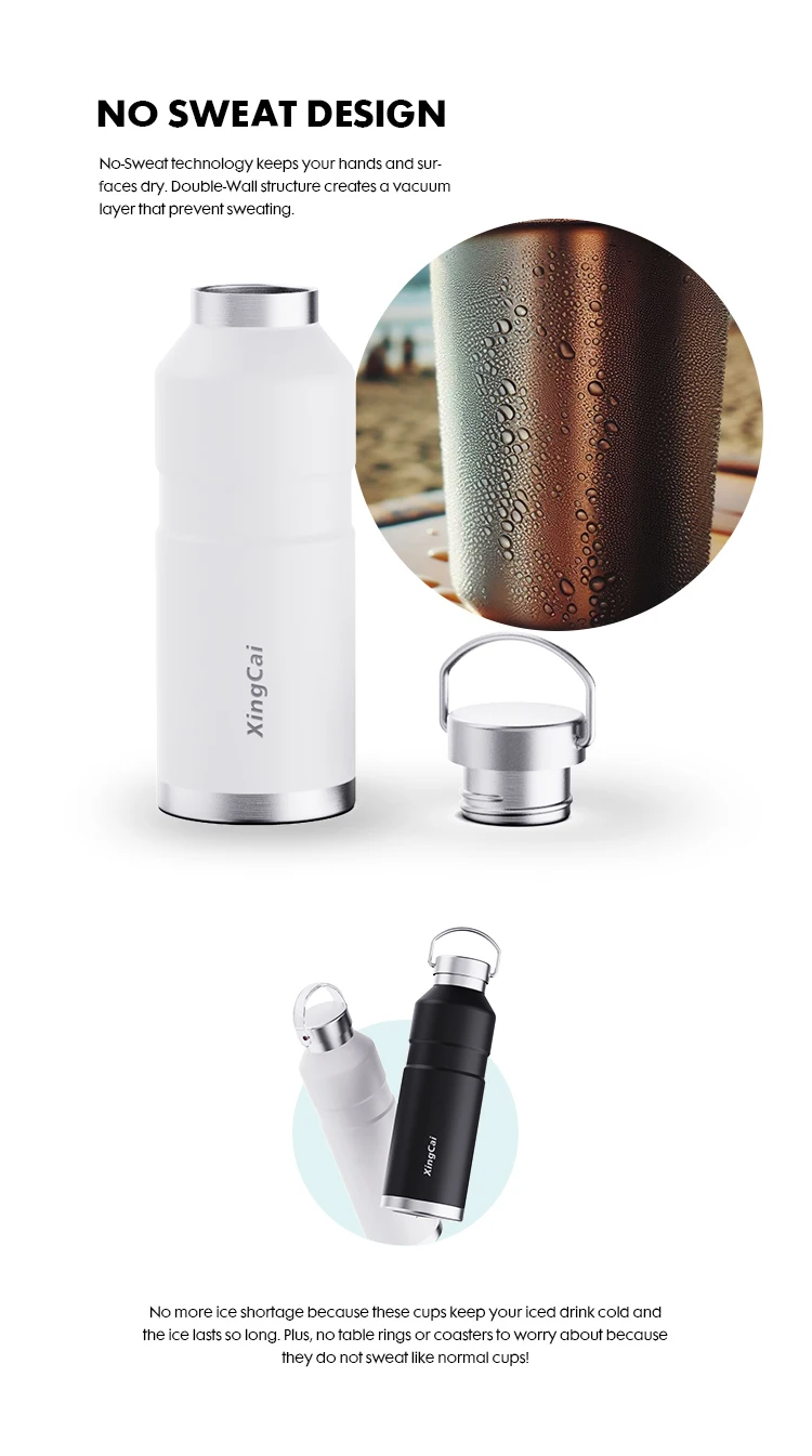 Handle and Lid Stainless Steel Water Bottle Double Wall Vacuum ...