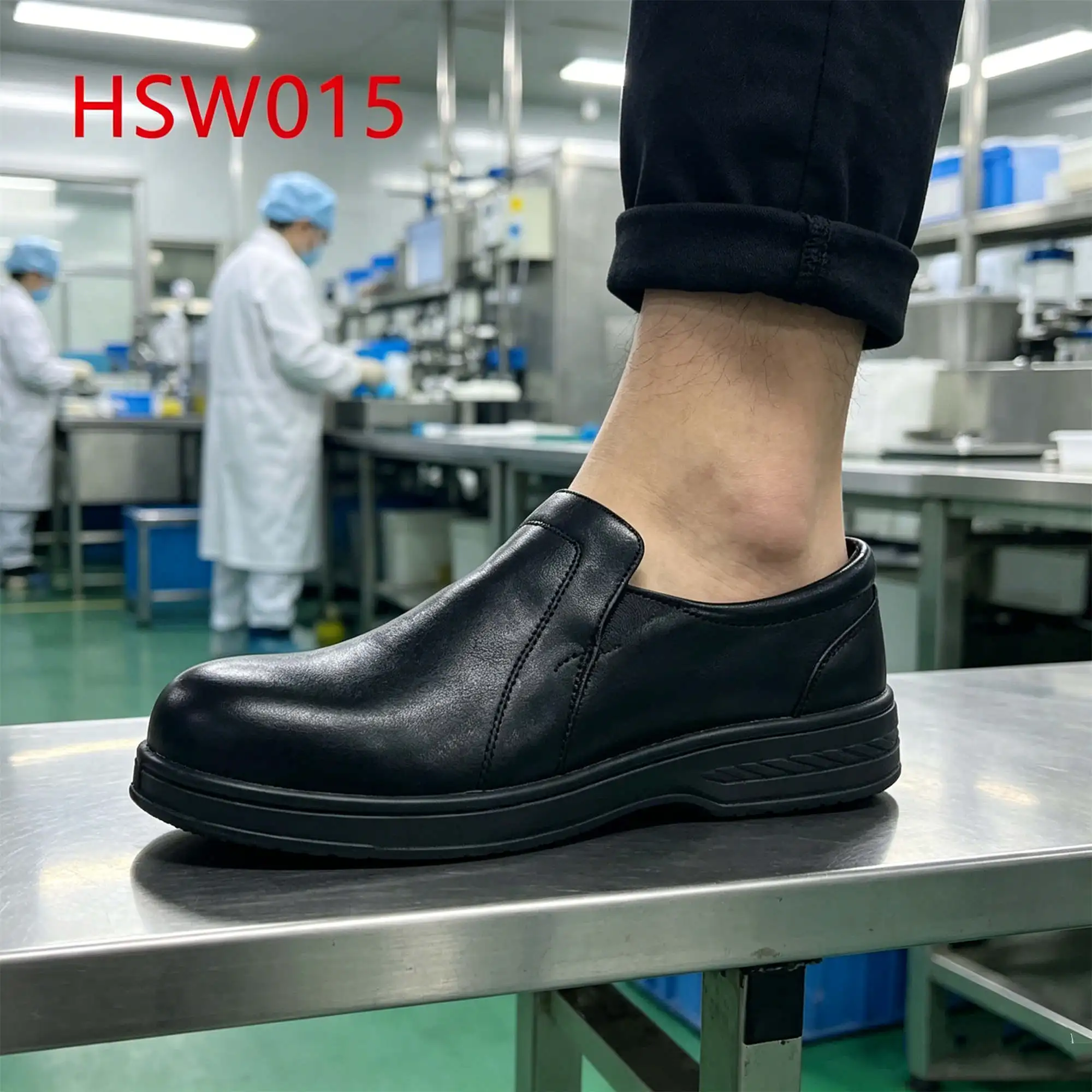 ZYF,Aseptic Processing Full Grain Leather Black/white Safety Shoes Super Anti-slip Sole Unisex Work Clogs with Steel Toe HSW015