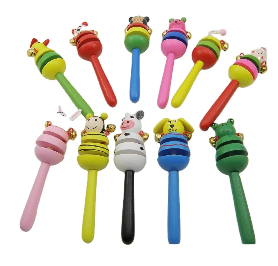 Wooden Musical Baby Wrist Rattles Toy with Hand Rattles Features