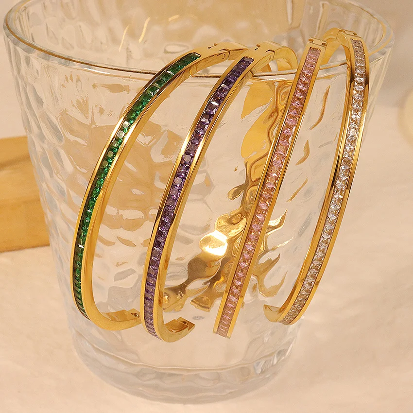アクセサリー minesin Alibaba.com: MN-ZXC555 Purple Clear Green Pink Zirconia Half