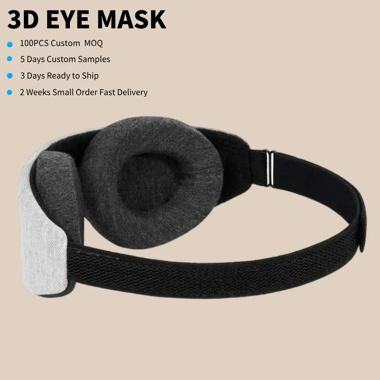 Eye Mask 3D Contoured Sleep Mask Blocking Light Cover Shade for Travel Blindfold With Adjustable Strap