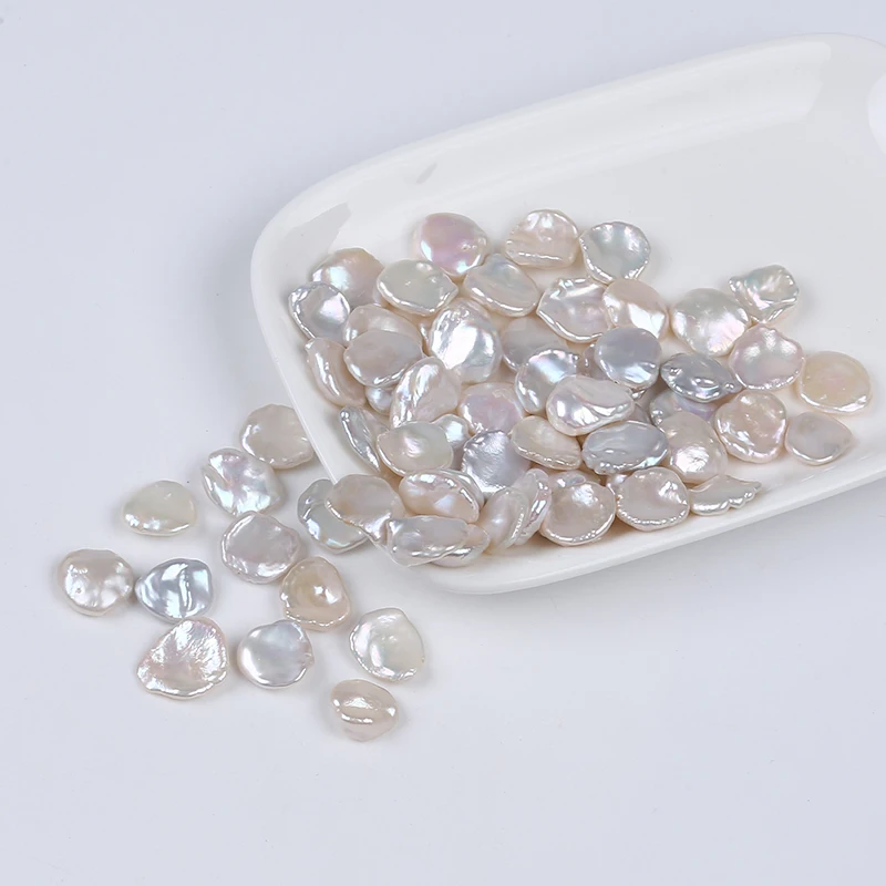 13-14毫米天然白色花瓣形状keshi淡水松散珍珠用于女性珠宝制作