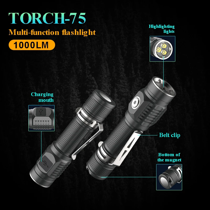Lanterna LED 2000 Lúmens - Super Brilhante Zoom 5 Modos