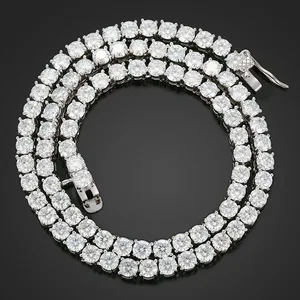 Hip Hop Style 6mm Full Bling Iced Out  925 Sterling Silver Diamond Tennis Chain Moissanite Jewelry
