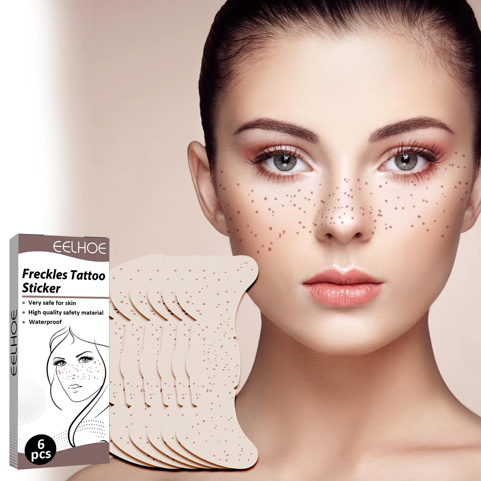 Eelhoe Custom Waterproof Freckles Temporary Tattoo Face Stickers Natural Looking Tattoos Freckle Patch K1