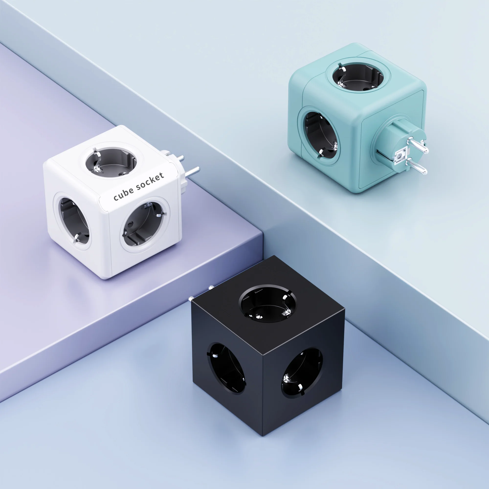 Modern Design New 5 Pin/Outlets EU Multi-Extension Socket Power Board Industrial Wall Socket with 5 AC Outlets for Charging