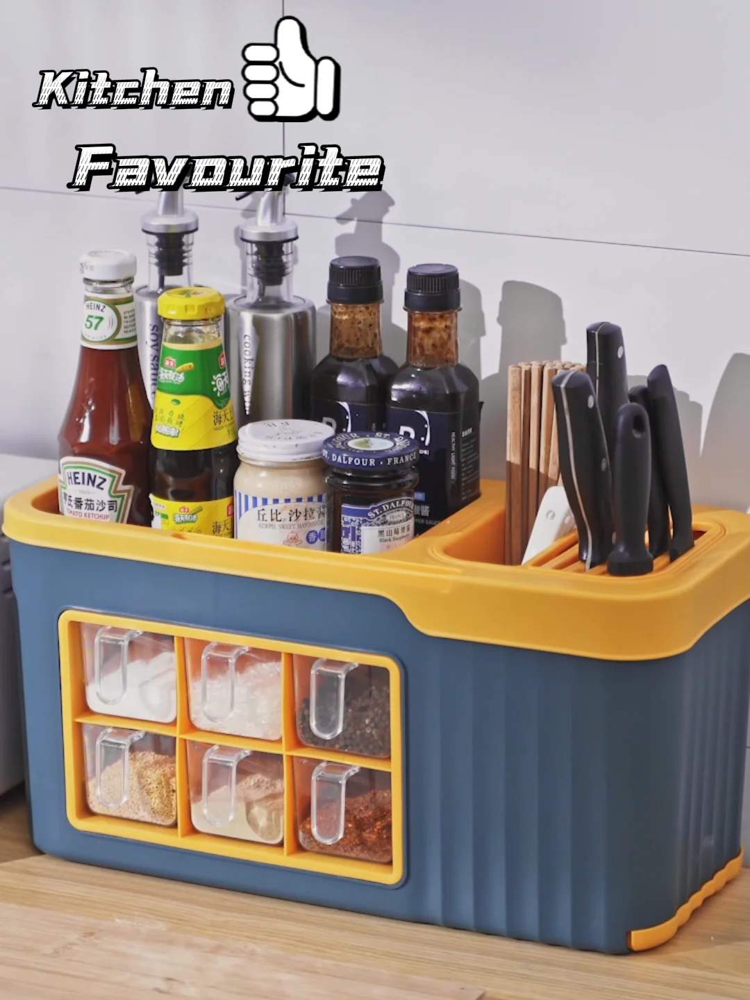 2022 Multifunctional Integrated Tableware Spice Rack Kitchen Organizer Seasoning Storage Box