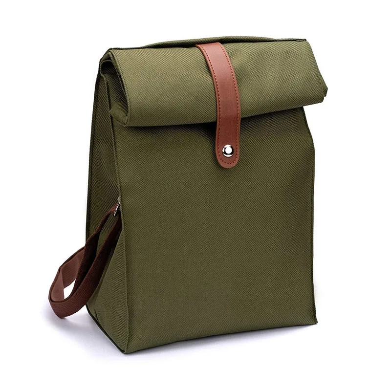 insulated waxed canvas lunch bolsa