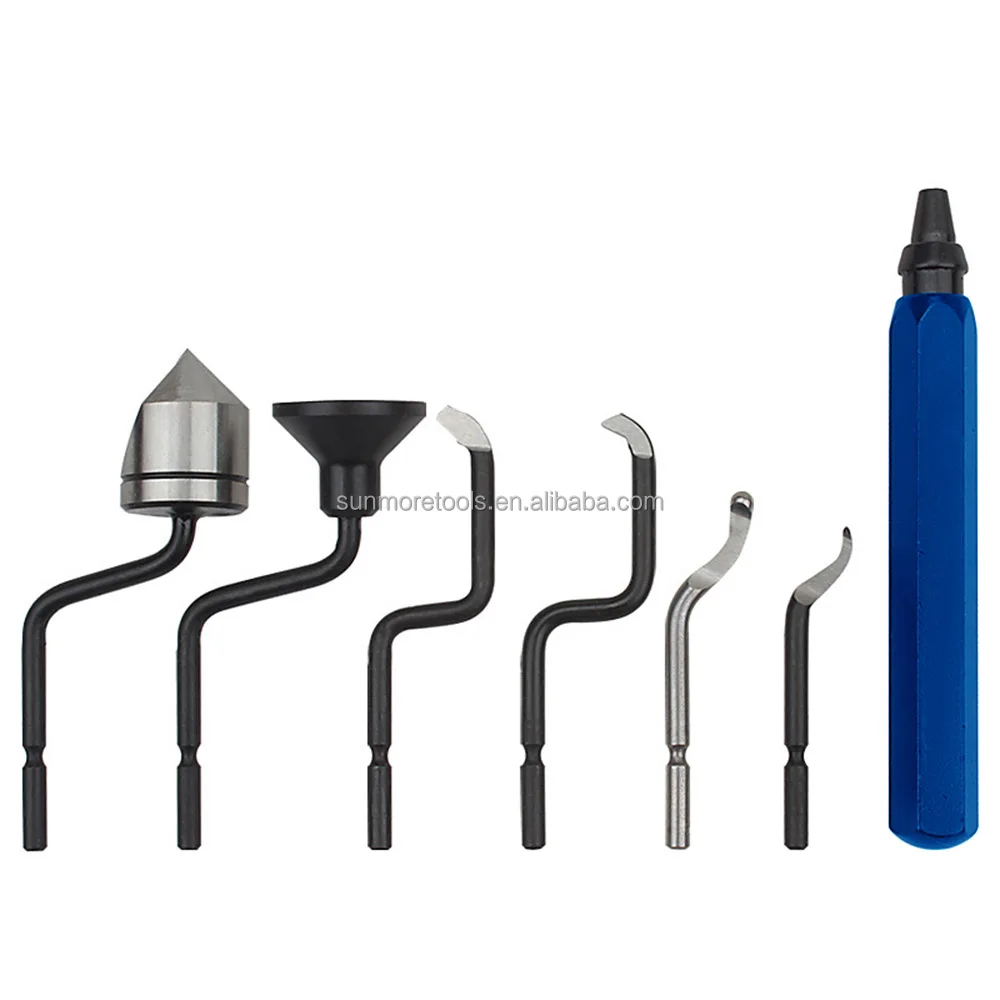 7pc Aluminium Deburring Tool Kit Deburr Cutters Set,Rotary Deburr
