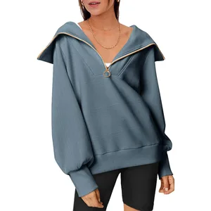 Designer Custom Luxury Half Zip Hoodies Medium Weight High Quality Double Layers Sweatshirts for Womens Unisex