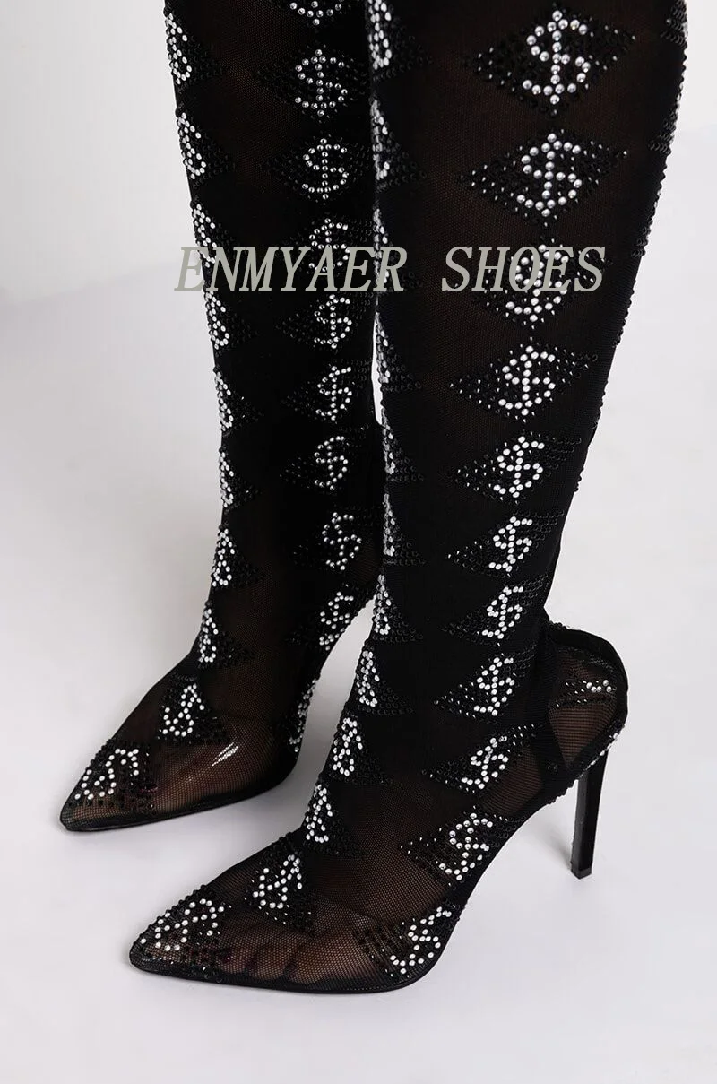 Enmayer New Arrival Over The Knee Boots Designer Socks And Sandals Boots Luxury Dress Shoes 7968