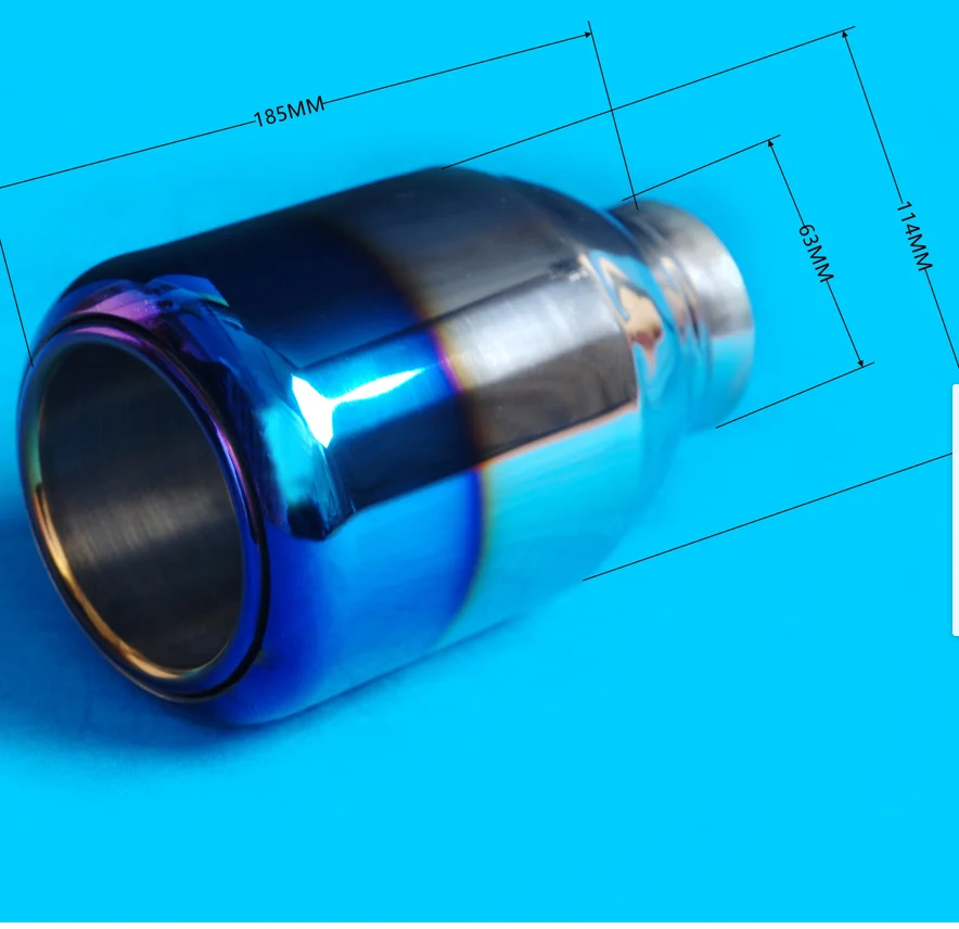 114mm Beveled Mouth Blue Exhaust Tip Universal Exhaust Tips Car Muffler