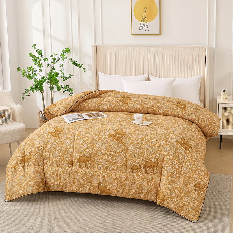 Custom bronzed camel wool foldingwinter quilt anti-bacterial skin deluxe warmanti-cold polyester fiber comforter special price