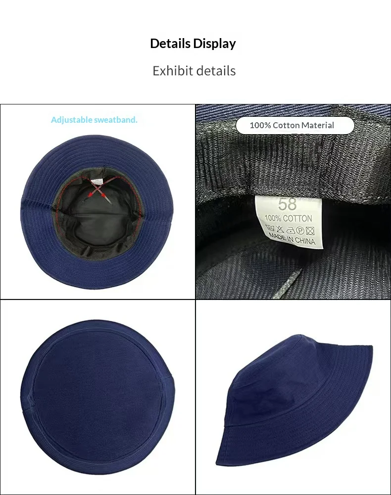 Cotton Children’s Fisherman Hat with Printed logo for Outdoor Hiking, Suitable for Both Men and Women preview 3