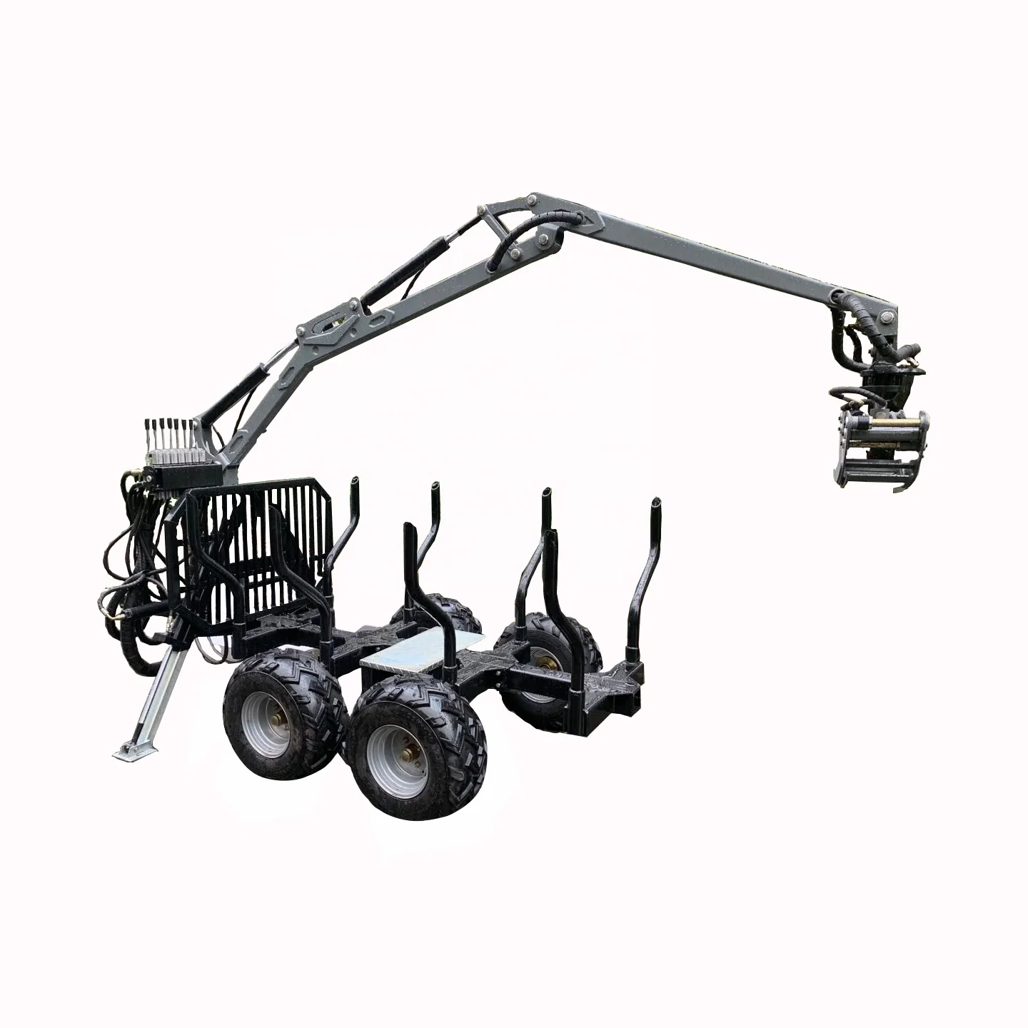 Factory Price Log Trailer with Crane Timber Loader Trailer Wood Lifting Transport Machine