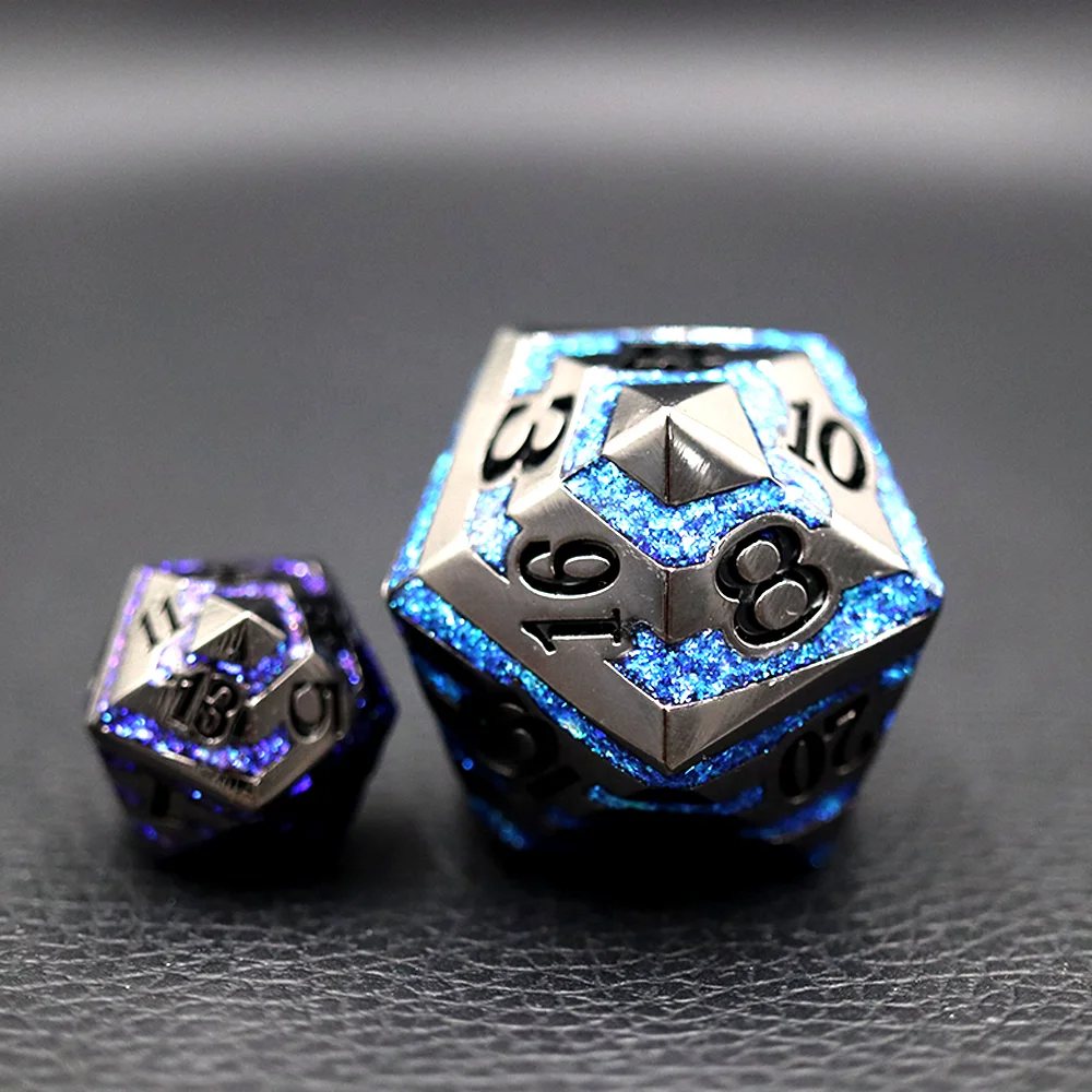 D20 Olannach Meatail 33mm Meáchain Uathúil le Barraí de Zinnc Cruthanna Olannacha le Dathanna Éagsúla