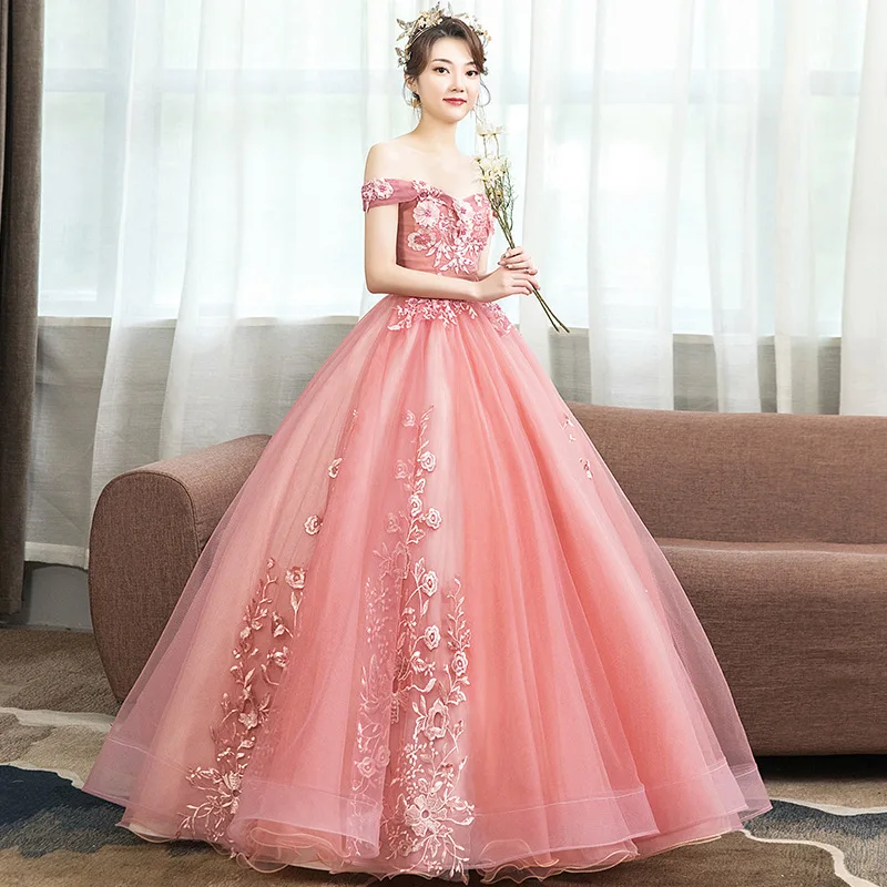fashion princess dress Blue Satin Long Princess Dress, Cute Short Sleeve Ball Gown Sweet 16 D –  Frisco Dresses