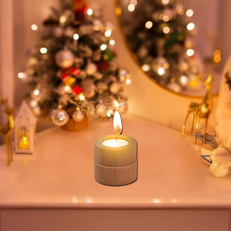 Set 24 Portacandele In Legno Naturale – Rotondi Diametro 6 Cm – Per Matrimoni, Centrotavola, Decorazione Casa Fai Da Te