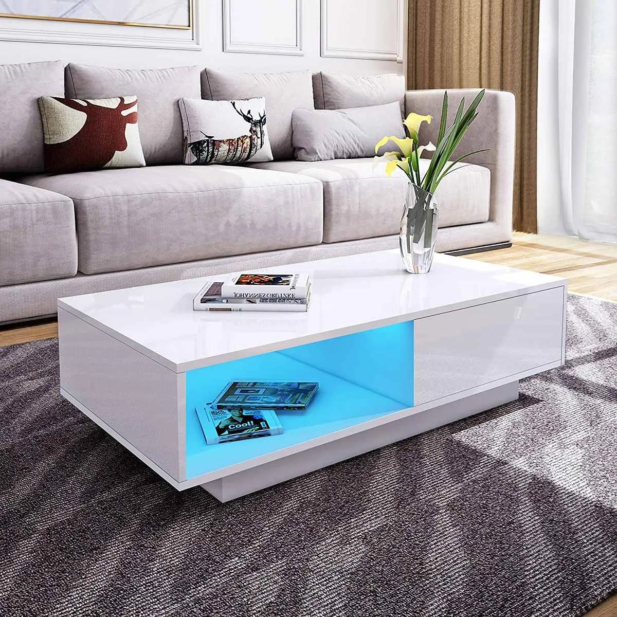 Italian Style Modern Customizable Design LED Function Factory Price Light Luxury Living Room Coffee Table Furniture