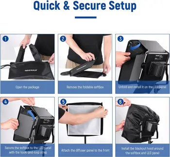 NEEWER 12.2"x11.4" Foldable Softbox Diffuser With Grid and Bag for NL660/SNL660/RGB660/RGB660 Pro/RGB660 PRO II LED Video Light detail image