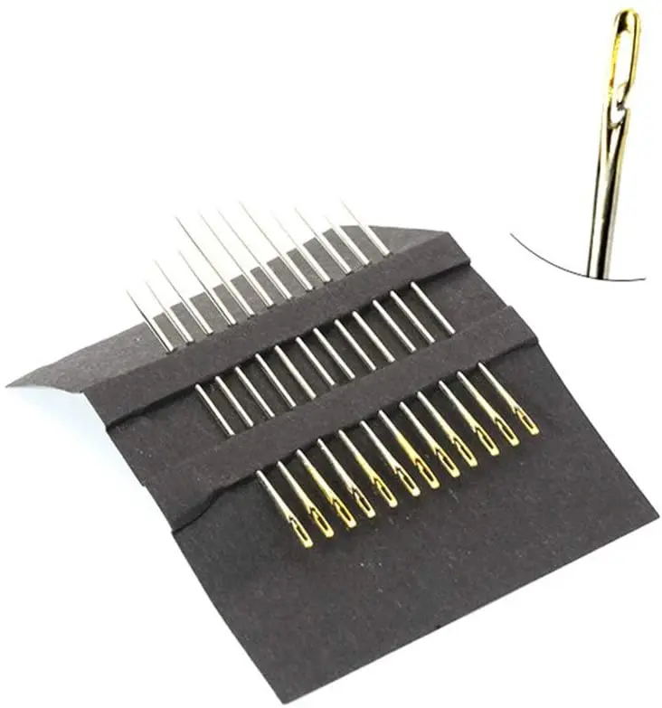 12pcs Self Threading Needles With Side Opening, Hand Sewing