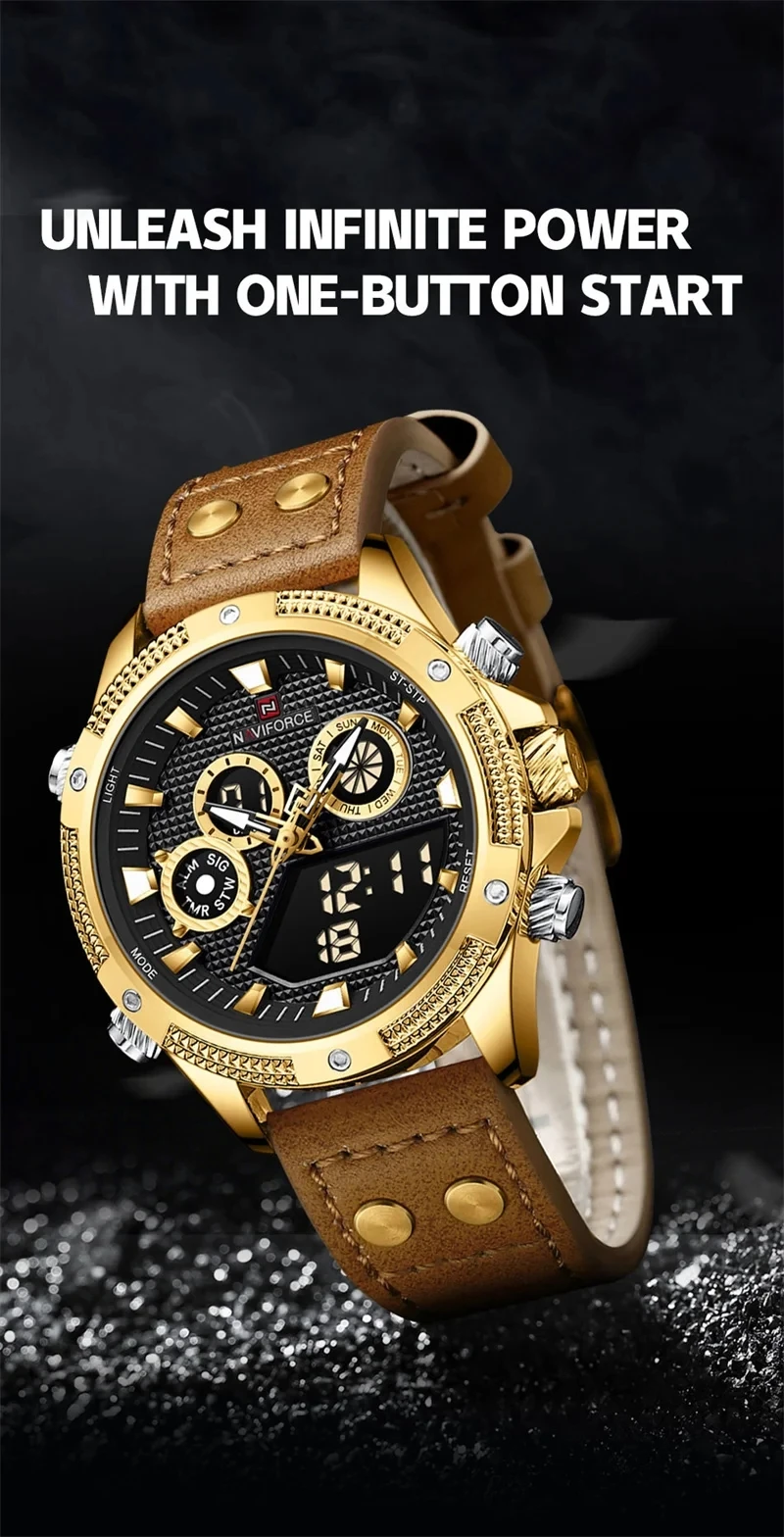 NAVIFORCE 9224 Chronograph Leather Men's Watch description image 5