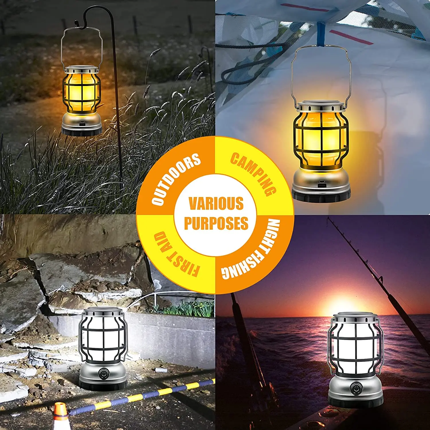 Collapsible Portable Led Camping Lantern Lightweight Waterproof Solar ...
