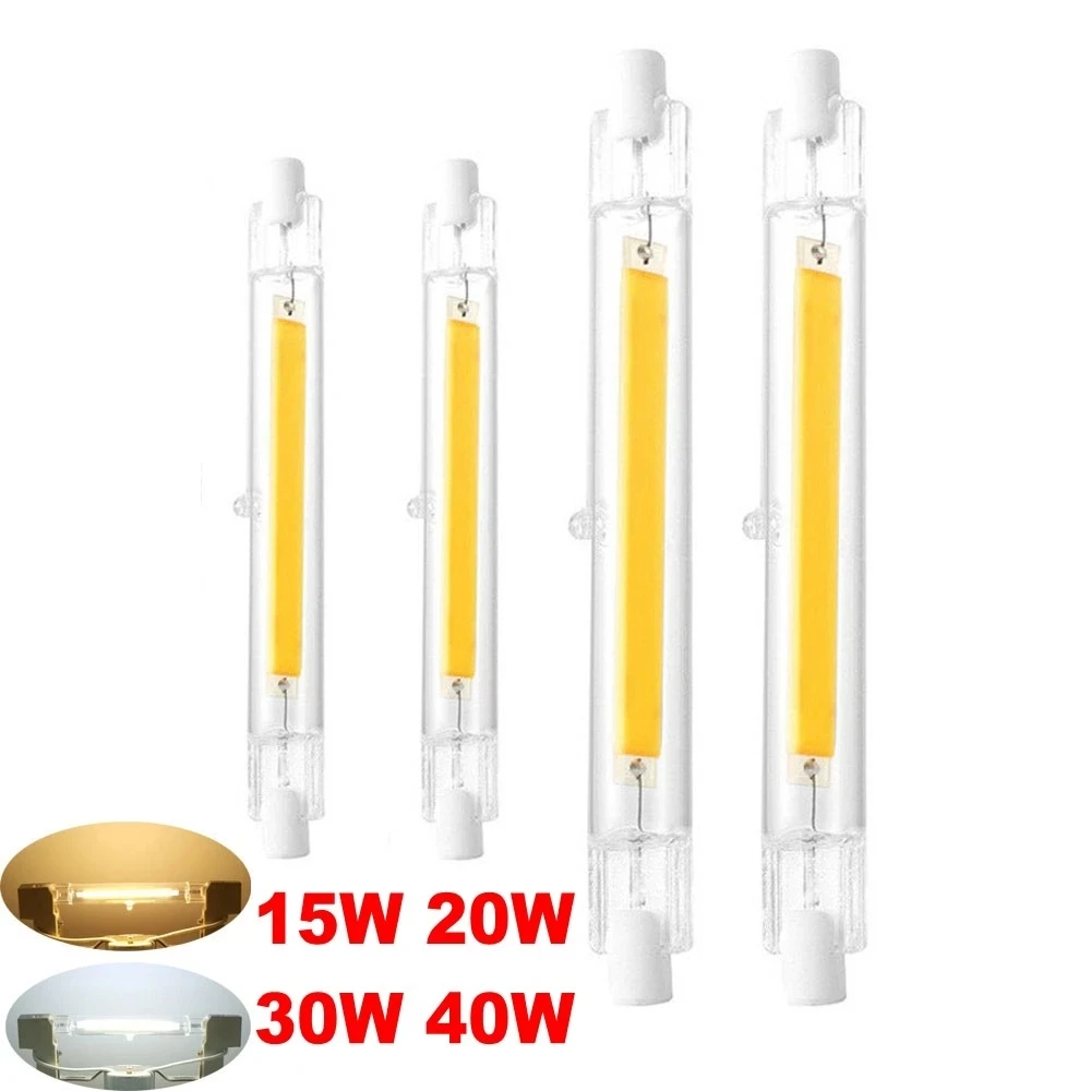 Dimmable R7S COB LED 118mm 78mm 220V Lamp Glass Tube 30W 15W Replace Halogen 