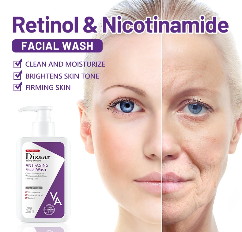 Retinol & Nicotinamide Whitening Reduce Wrinkle Face Cleanser Firming Moisturizing Mild Cleansing Repair Face Wash