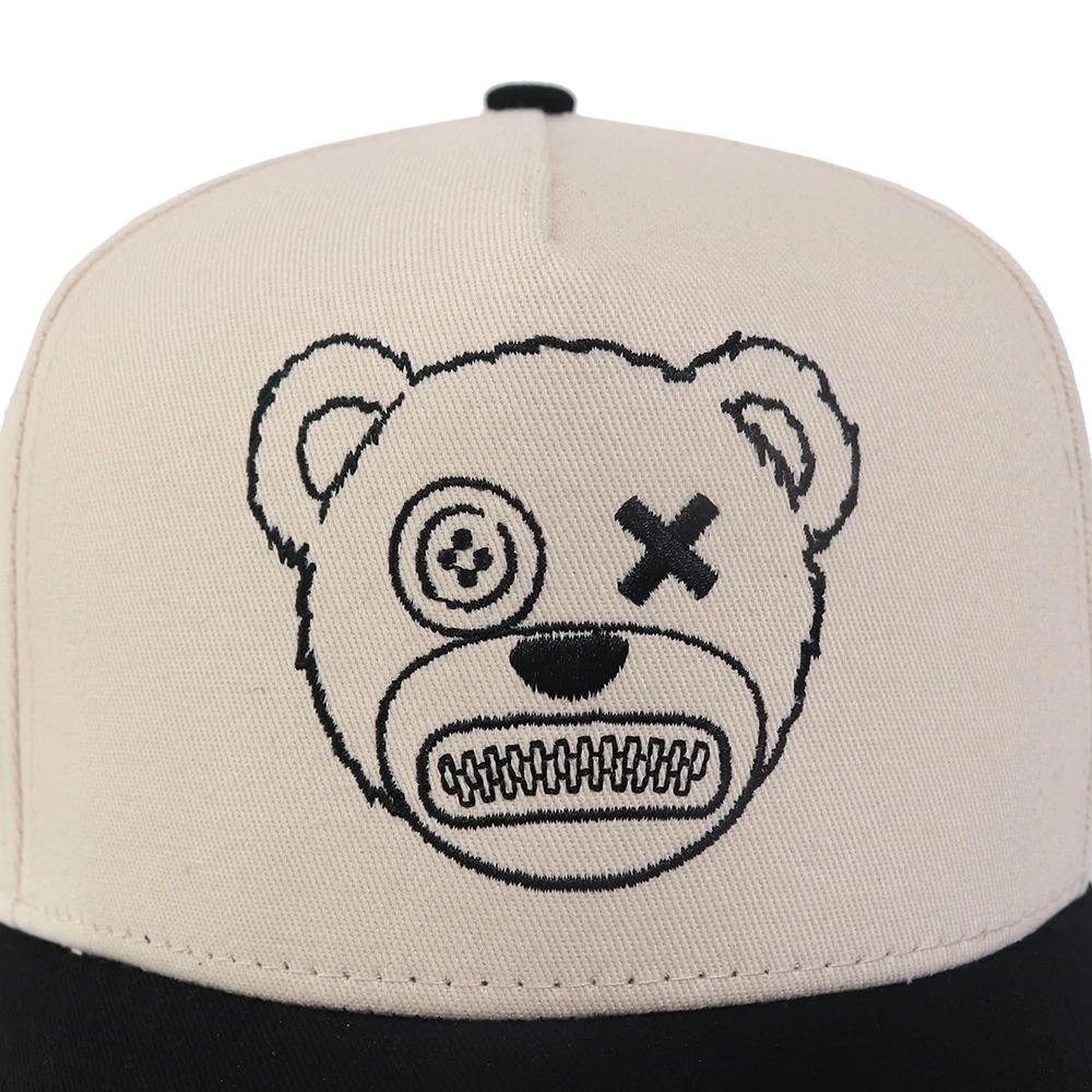 Structured Bear Embroidery Baseball Cap A Frame Hat With Custom Logo ...
