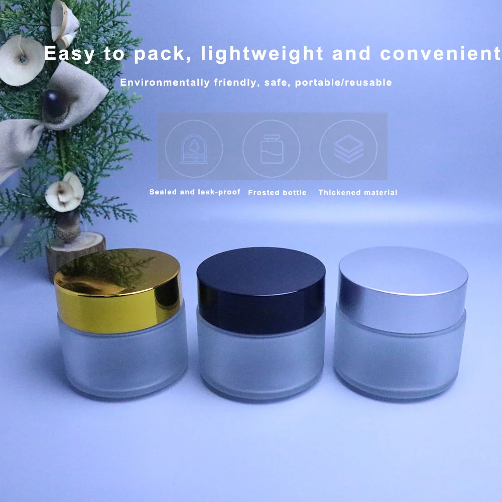 Luxury Skincare Packaging Set 30g Refillable Frosted Glass Bottle For