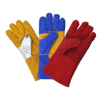 Leather Welding Gloves Anti-Cut Temperature Resistant Fire-Proof Cowhide Work Safety Gloves Hands Protection