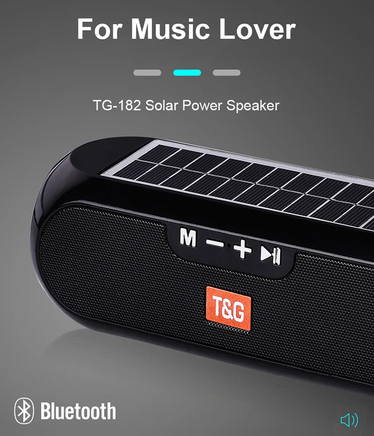 TG182 Portable Column Portable Column WirelessBluetooth Bass Stereo Box Waterproof Outdoor Solar Charging Bluetooth Speakers - ANKUX.COM