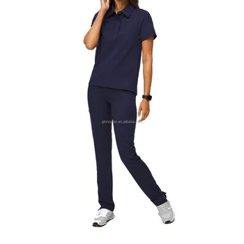 GloriouIn Female Scrubs Top Shirt collar restaurant medical oem uniforms men black suit anti-static nice brand best reina