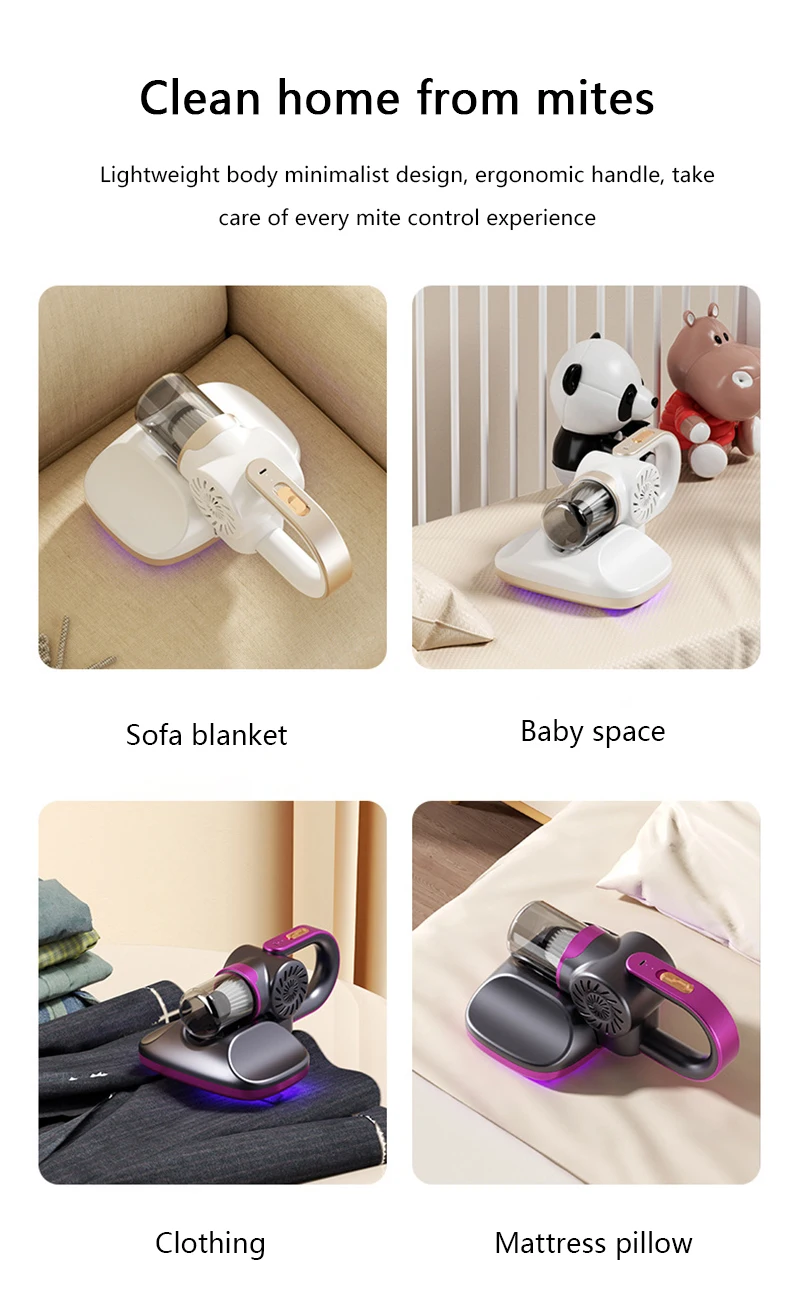 Handheld Mattress Vacuum Cleaner Powerful Deep Cleaning Machine with UV Lamp Dust Mite Sensor Bed Mattresses Vacuum 100W