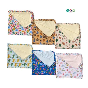 Unisex Customized Bamboo Knitted Baby Blanket New Born Swaddling Blanket Digital Printing Cartoon Pattern for Unisex Newborns