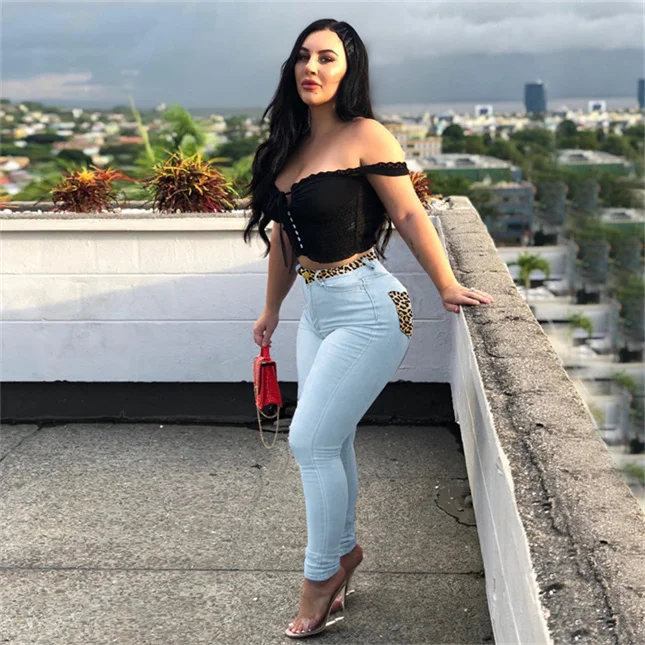 Mayoreo-pantalones Ajustados De Poliéster Para Mujer,Pantalones De Cintura  Alta Con Bolsillos Apilados Y Agujeros - Buy Clásico Spandex Azul De Las  Mujeres Pantalones Vaqueros,Plus Tamaño Pantalones Vaqueros De Las Señoras  Pantalones,Los Pantalones