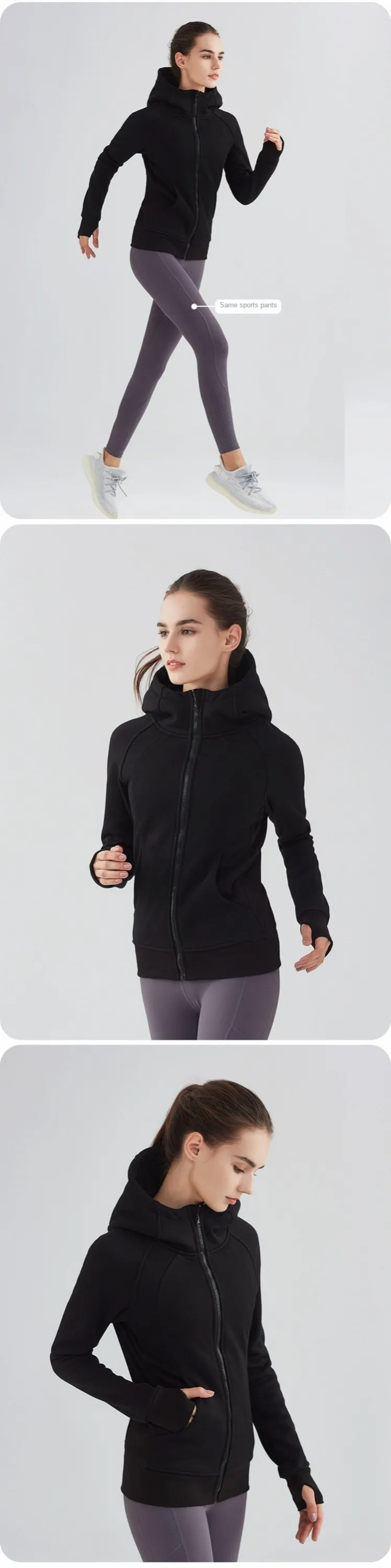 Lululemon Winter Yoga Wear Fitness Thick Sports Workout Clothes Cotton Fleece Zipper Gym Jacket Hoodies For Women