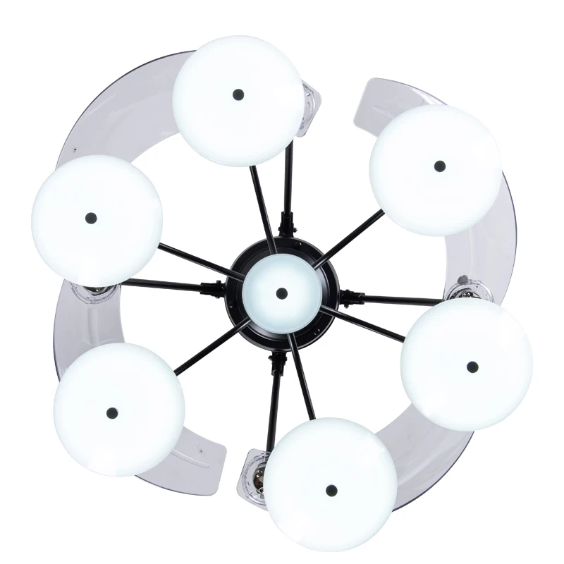Modern Remote Control Hidden Wings Fan Simple Design 6 Head Lights Acrylic 50hz Household Ceiling Fans