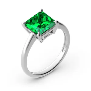Custom Wholesale 925 Sterling Silver Square Natural Water Gemstone Ring Fine Jewelry for Women Wedding Party