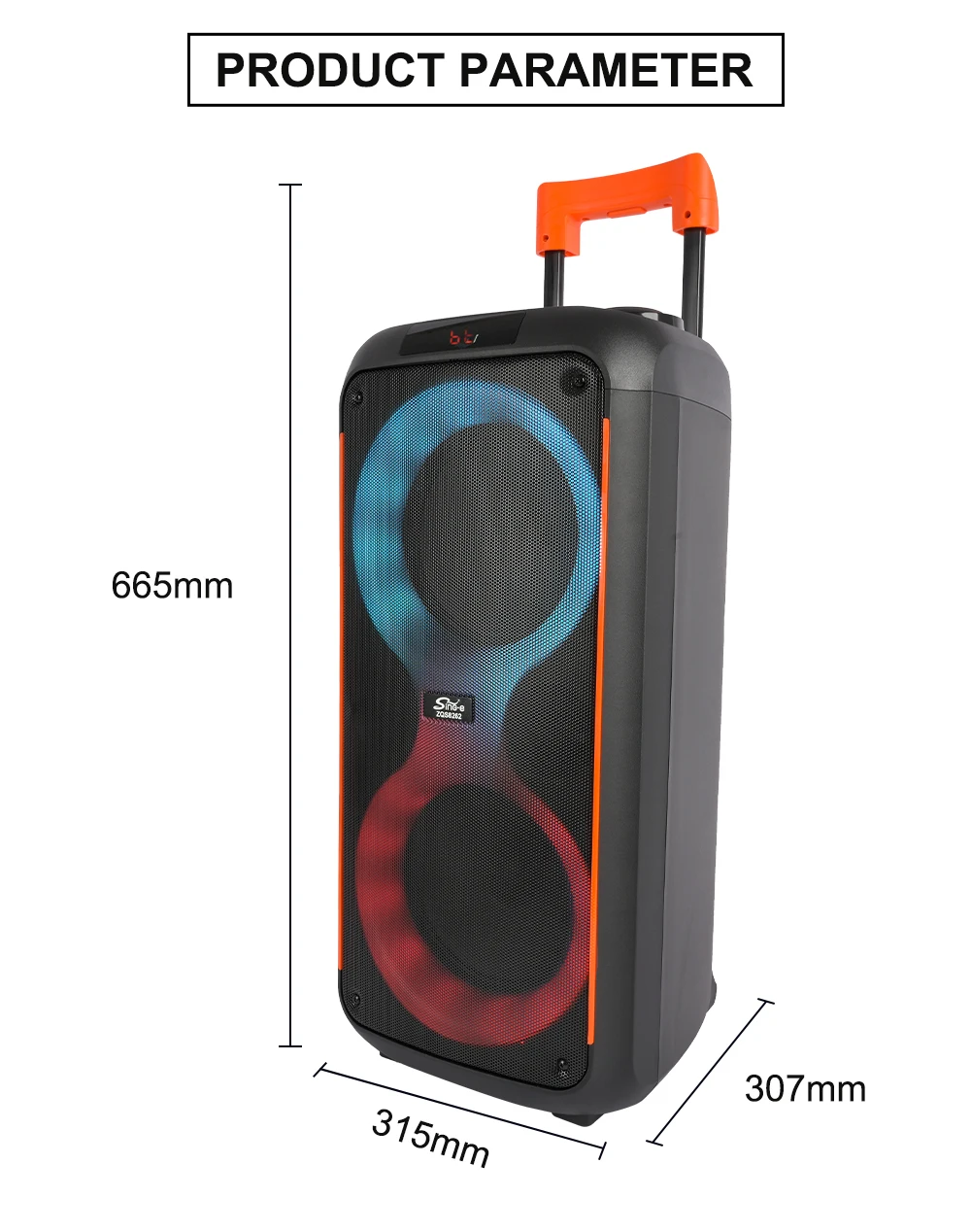 SING-E ZQS8262 Portable Bluetooth Party Speaker with LED Light
