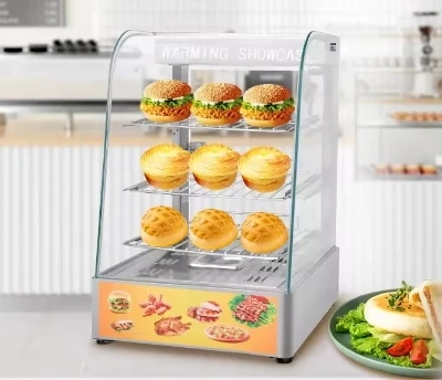 Curved glass display food warming showcase countertop hot food display case Professional Restaurant factory