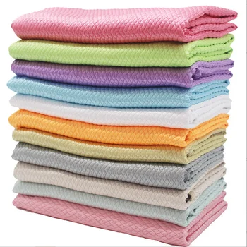 Home Cleaning Lint Free Microfiber Fish Scale Cloth double sided Microfiber Polishing Cleaning Cloth Towel For Car Kitchen