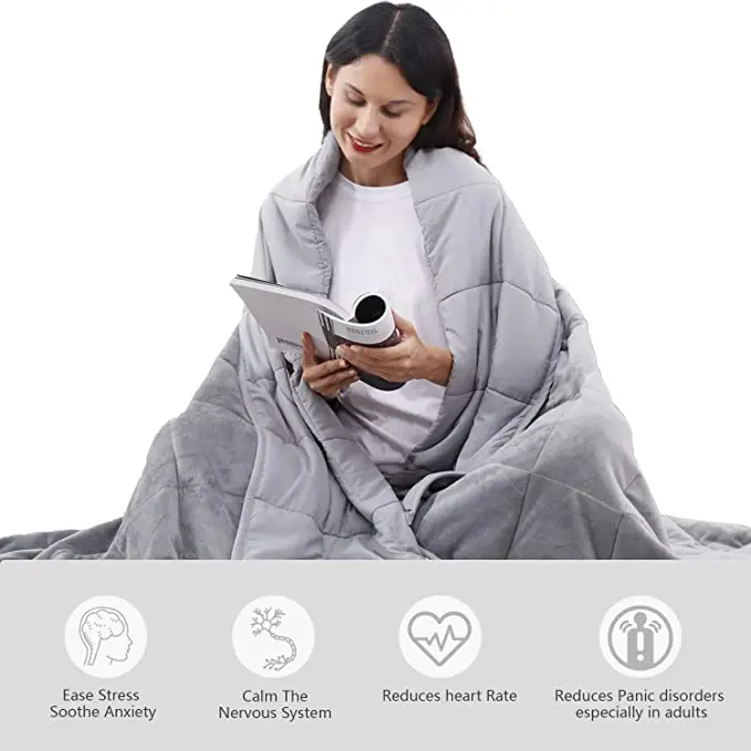 Weighted Blanket for Adult Nontoxic Glass Beads Brushed Fabric