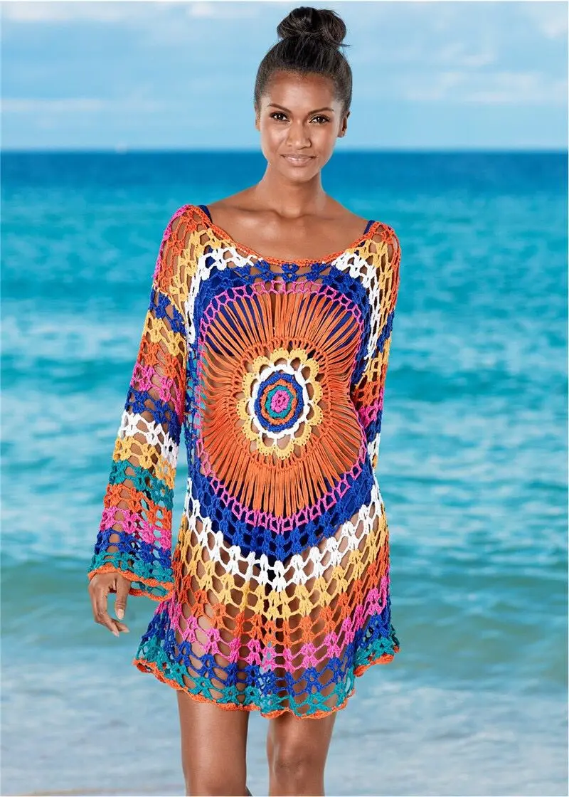 rainbow crochet cover up