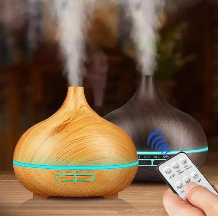 500ml Wood Grain Air Humidifier Essential Oil Diffuser Electric Ultrasonic Cool Mist Maker for Home Remote Control