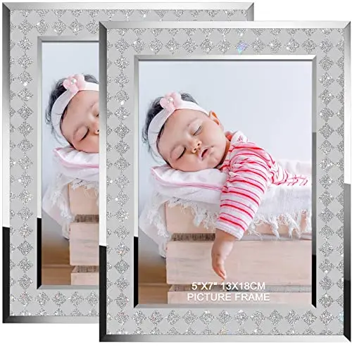 Custom Size Glass Photo Frame Simple Glitter Powder Picture Frame Glass Glass Crystal Modern