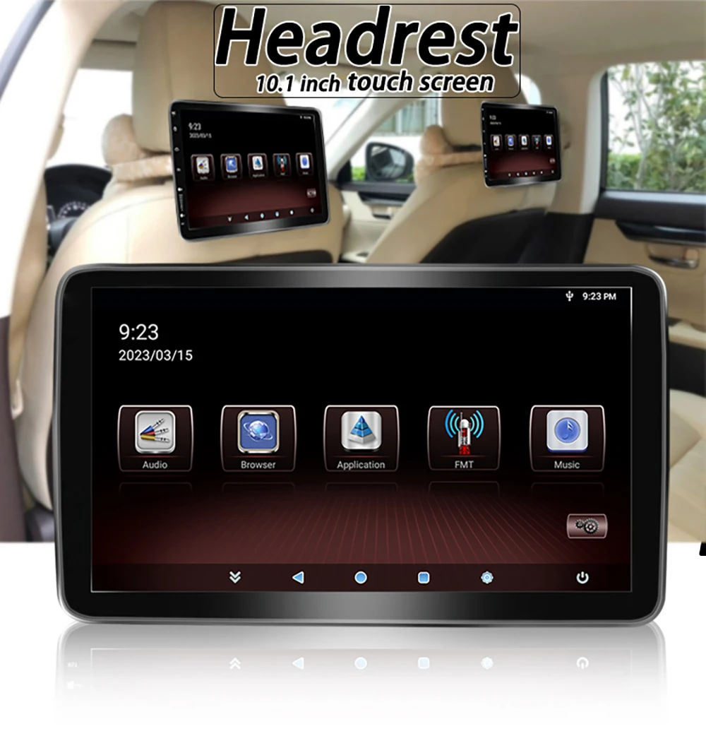 10.1インチ 車載用Androidモニター ヘッドレスト取付　② Android 12車用ヘッドレストモニター 10インチ 2+32GB/4+64GB Wi-Fi FM