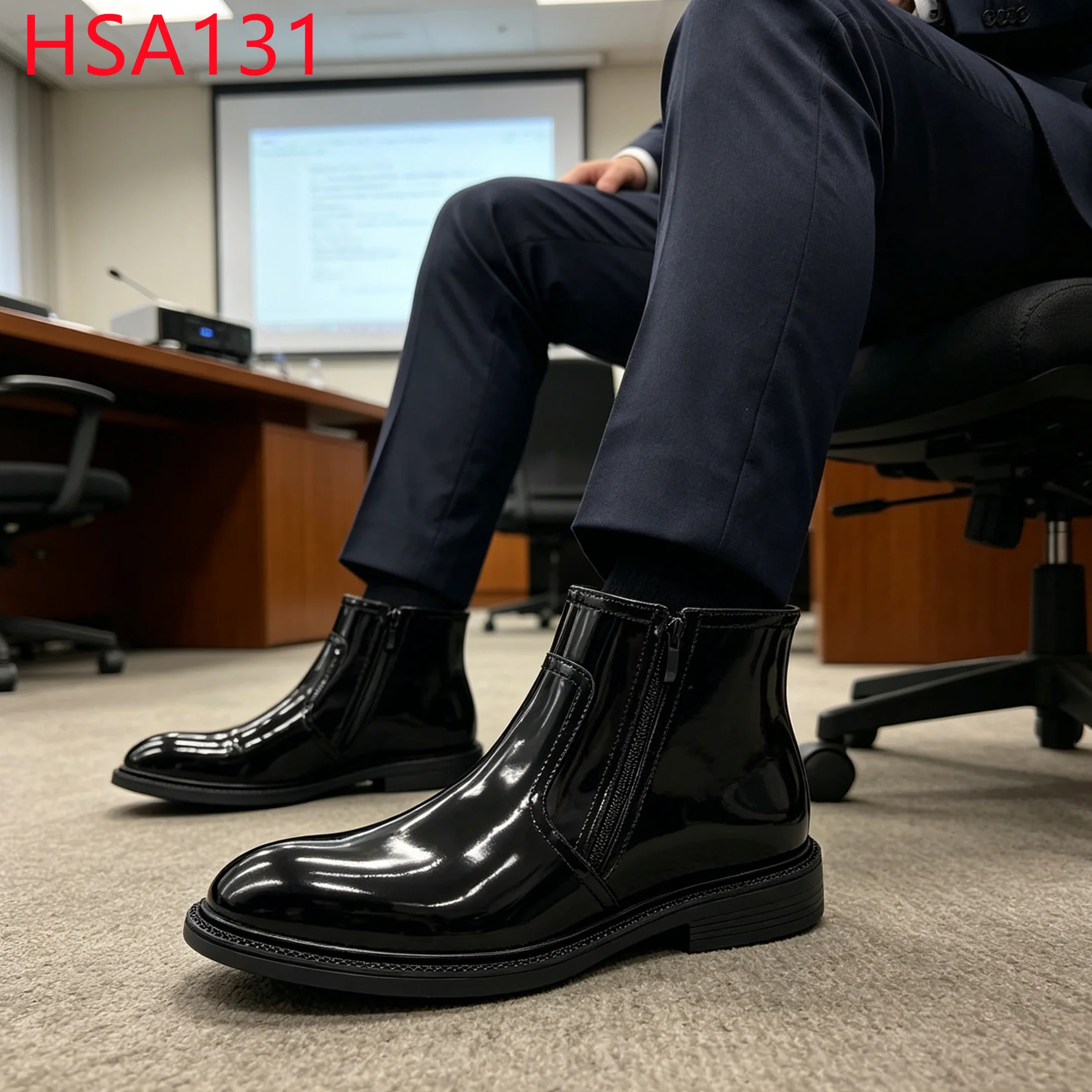 YYR,Business Negotiation Anti-wrinkle Black/White Dress Shoes Conference Event Zipper Design Office Shoes for Malaysia HSA131